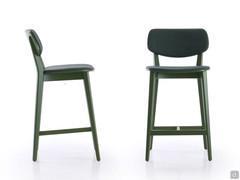 Side and front view of the Chloe outlet wooden stool, made-to-measure height with seat h.65 ideal for kitchen countertops