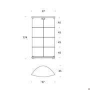 Tall 2 door display cabinet Gracia - dimensions