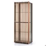 Karin showcase with door in bronze transparent glass and wooden strips