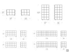 Bed group with quilted effect Venice Night - Schematics and dimensions of available models