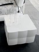 Venice Night bedside table in white lacquer with glass back-lacquered top in matching colour