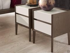 Taurus two-drawer oak bedside cabinets with matt lacquered fronts and tops