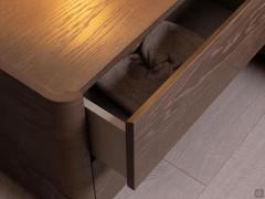 Details of the drawer of the Libra bedside table, with inners in Grafis melamine