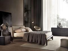 Dresser and bedside tables combined with the bed from the same collection - the Libra bed with an upholstered headboard