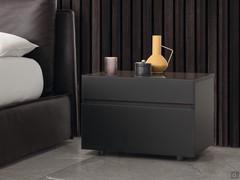 Nightstand Reply with frame, fronts and nailhead in modica matte lacquer