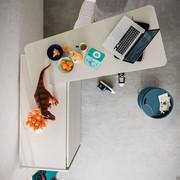 Cleveland / Avana / Mason, swivel desk with metal leg, view from above