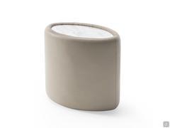 Upholstered oval bedside table with marble top Diaspro