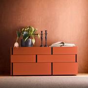 Cleveland modern streamlined chest of drawers, with contrasting groove and asymmetrical drawers