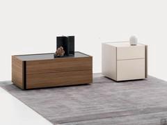 Variants of Cleveland vertical throat bedside table, in different sizes and finishes