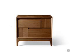 Two-drawer nightstand Arashi in solid walnut