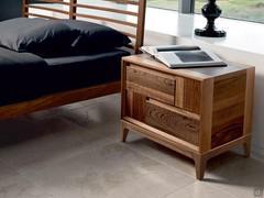 Nightstand Arashi in natural walnut with sawn drawers