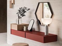 Cleveland bedroom storage furniture that can also be used as a dressing table or entryway cabinet due to its suspended mounting and shallow depth