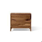 Akemi bedside table with natural solid walnut drawers and geometric cut fronts