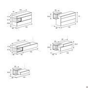 Examples of combinations you can obtain with an open element and bedside tables, dressers and big drawers from the same collection