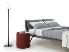 Cyborg upholstered bedside table with USB to conveniently charge your cell phone when sleeping (closed)