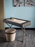 Elegant writing desk Luis with wooden drawer and metal legs