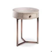 Round bedside table with upholstered drawer Teo by Cantori with knob matching the base finish (structure finish not available)