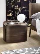 Dakota modern wooden bedside table with curvy outline