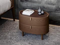 Oval wooden nightstand with drawers Aries, also available in dresser, chest of drawers and writing desk versions