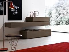 Raiki Plus modular drawers, wall-mounted and floor standing;  in clay painted oak veneer. They can also be used as a sideboard.