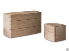 Modern dresser and bedside table with curved fronts from the Oleg collection