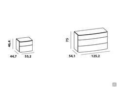 Oleg modern dresser and bedside table with curved fronts - Models and Measurements