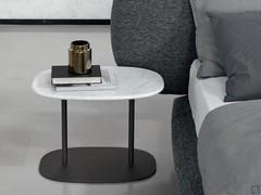 Bedside table Caleb free-standing on mocha shine frame and White Carrara marble top