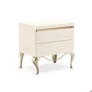 Ghirigori nightstand with silver leaf feet and frontal metal bar