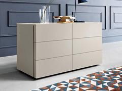 Matte lacquered Oregon 6-drawer dresser with side opening profile to match or contrast with the frame