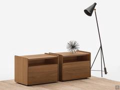 Pair of nightstands with open compartment Montag in walnut veneer wood