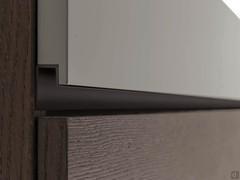 Detail of the recess grip on the dresser and high chest Mason, it's available in painted metal Moka Shine or matt lacquered