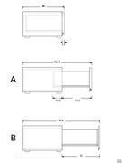 Chest of 3 or 4 drawers with recess grip: A) drawer with standard open - B) optional drawer with full extension system