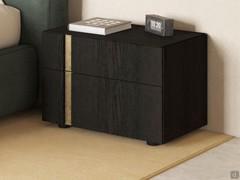 Montana 2-drawer nightstand with metallic lacquer groove and wood essence fronts