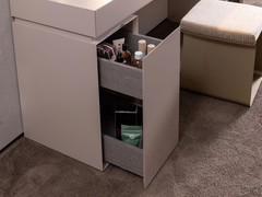 Side drawer of the Nebula vanity of desk, featuring two practical, vertically-arranged compartments