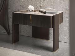 Wooden bedside table with brass handles Julian by Cattelan, with a practical drawer