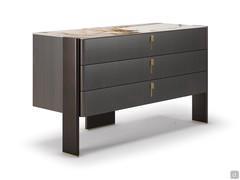 Julian wooden dresser by Cattelan with brass handles and with a thin structure for a suspended effect