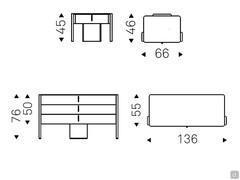 Drawings and measurements of the bedside table and dresser Julian by Cattelan