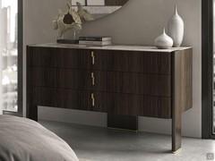 Wooden dresser with brass handles Julian by Cattelan, with three drawers