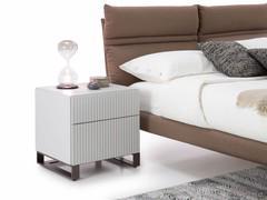 Modern nightstand with slatted fronts Oyster in the low metal base version