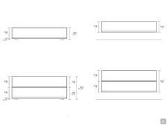 Mason sectional cabinets with groove - Stackability of elements and footprint in case of drawer resting on the floor