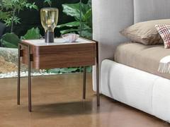 Partout bedside table with marble top and wood structure