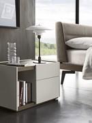 Philadelphia bedside table with open compartment and contrasting top