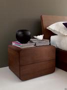 Night storage units with curved corners Icarus - View of the bedside table in wood essence to match the bed from the same line