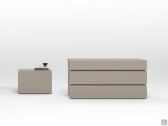 Nightstand FortyFive cm 63 and dresser FortyFive, both in pumice matte lacquer finish