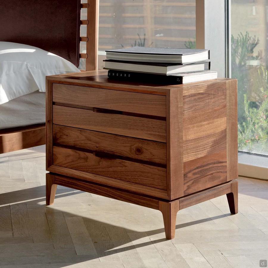 Naiko modern two-drawer bedside table with solid wood drawers