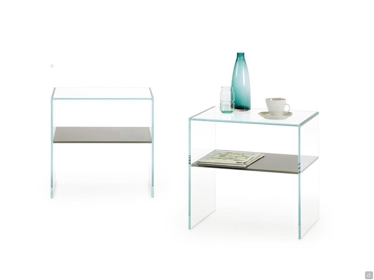 Multiglass bedside table, entirely made of glass