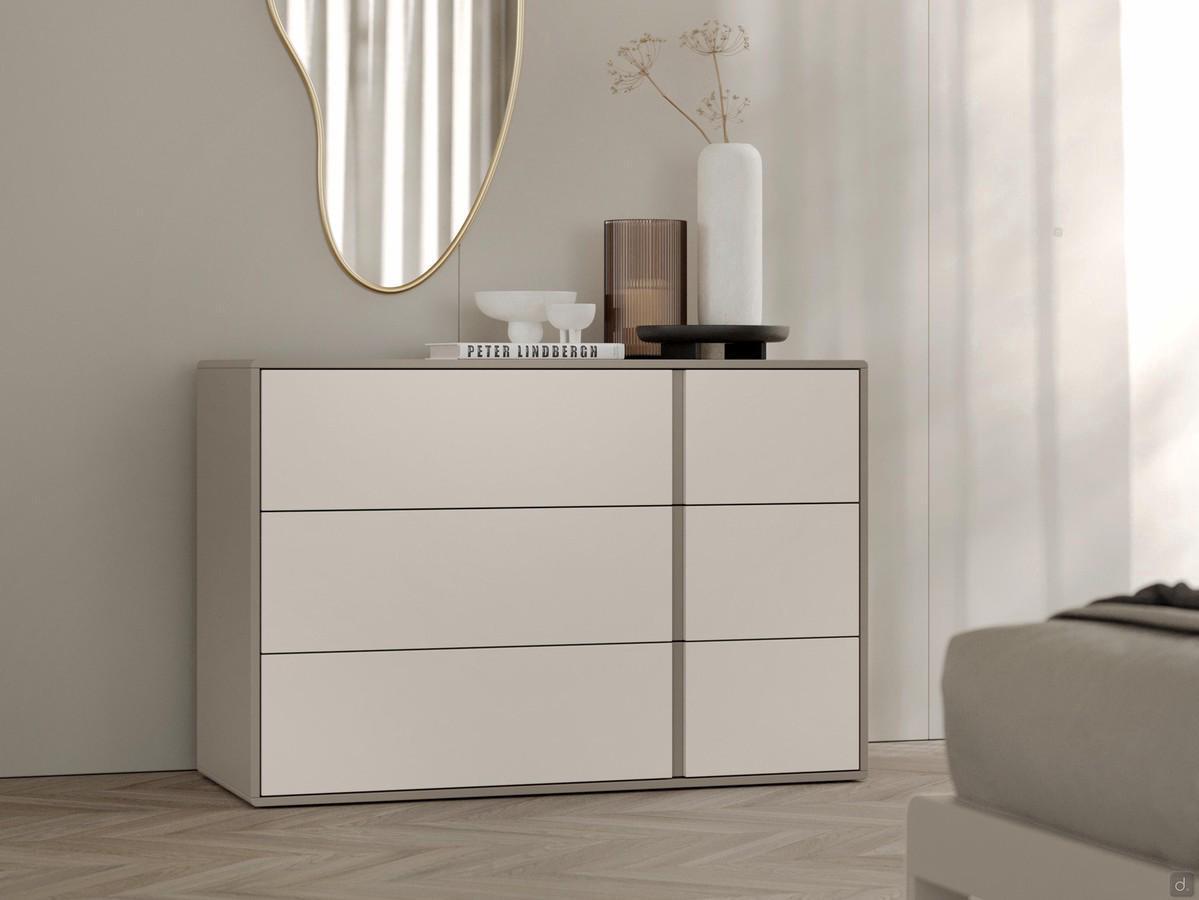 Three-drawer dresser with contrasting fronts