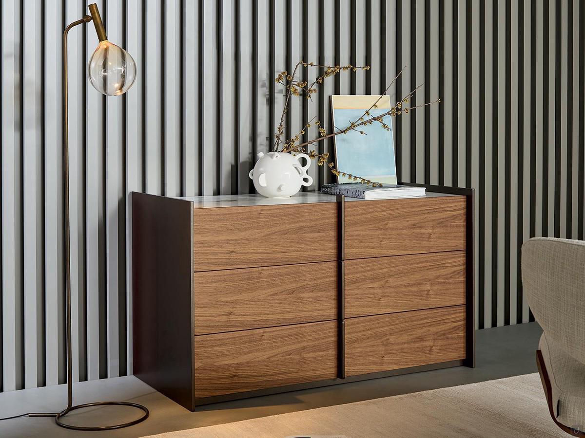 Industrial wood and metal dressers and nightstands Aureo by Bonaldo