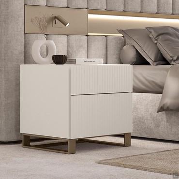 Oyster modern bedside tables with slatted fronts