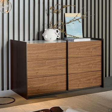 Industrial wood and metal dressers and nightstands Aureo by Bonaldo